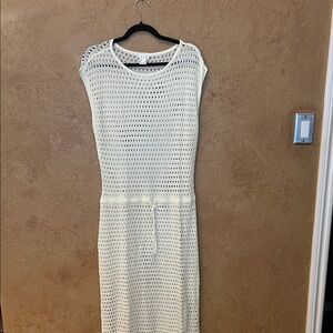 Venus Women Swim Cover Cream Knit Size L with sides splits with knit drawstring